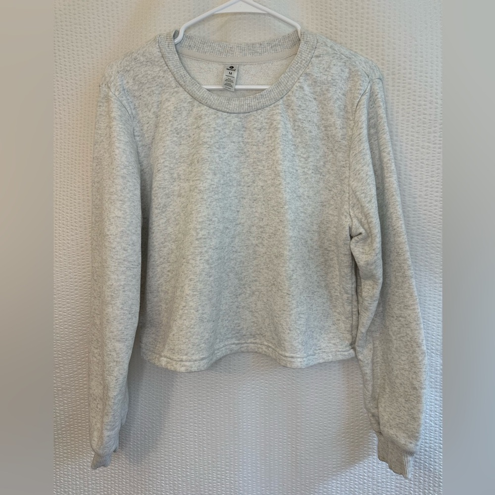 90 DEGREE BY REFLEX Gray Cropped Crewneck Sweatshirt Pullover Women’s Medium